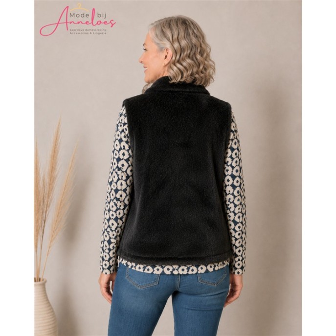 Leona per Donna Gilet 1909 Uni Harig kraag Zwart Leona per Donna Gilet 1909 Uni Harig kraag Zwart